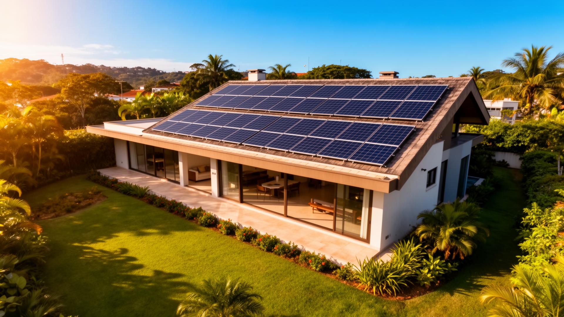 Casa moderna com painéis solares